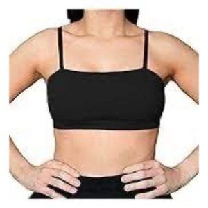 Ajoxx Womens Black Small Bandeau Sports Bras Bralette Adjustable Straps